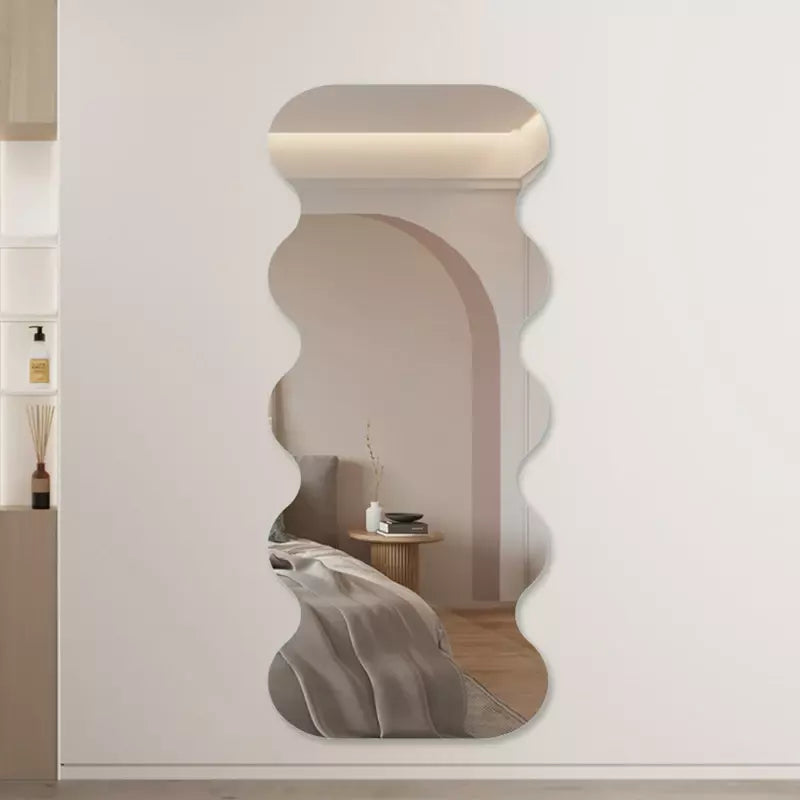 MHome 150x50cm Wavy Acrylic Mirror Sheet – 2mm Thick, Shatterproof, Self-Adhesive with Tape Strips