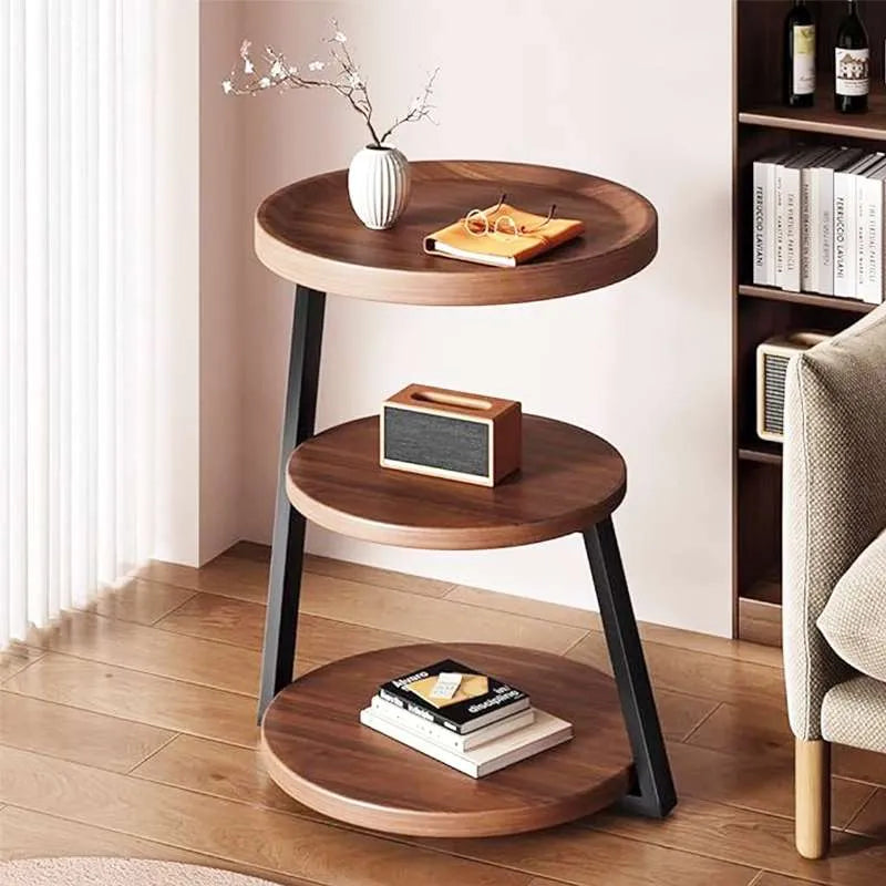 MFurn 3-Layer Round Sofa Side Table Coffee Table for Living Room and Bedroom