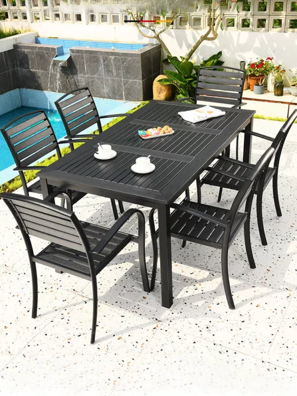 MFurn Metro 7pc Outdoor Dining Set Black Only