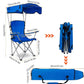 Folding Camping Chair with Shadow Sky, Portable Beach Outdoor Fishing Aluminum with Sun Protection and Carry Bag, Garden Chair for Beach, Pool, Garden, Blue (Color : Blue) XL