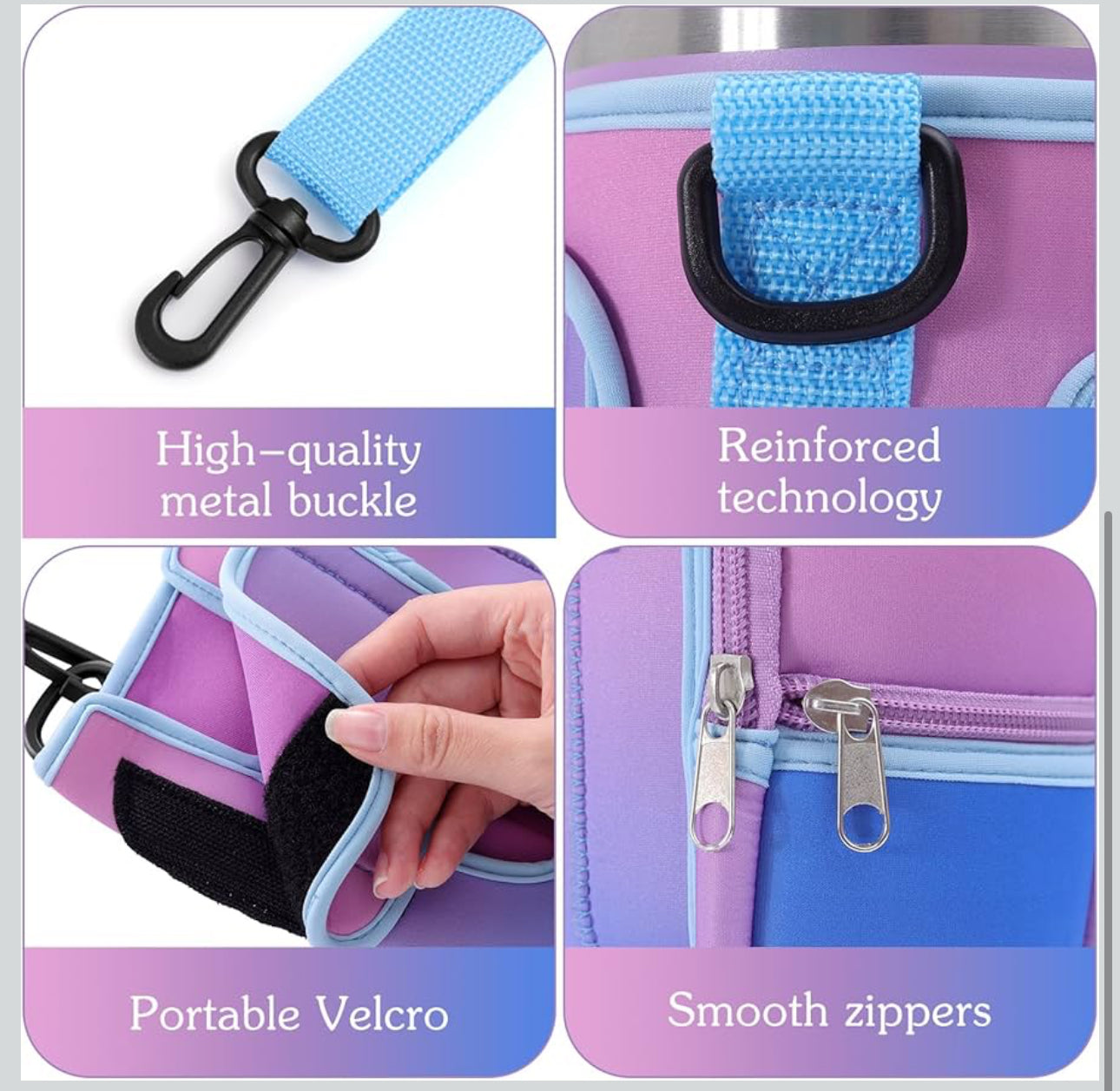 MHome Water Bottle Sleeve Fit All Tumbler with Handle, Water Bottle Holder Bag with Adjustable Shoulder Strap for Hiking Travelling Camping