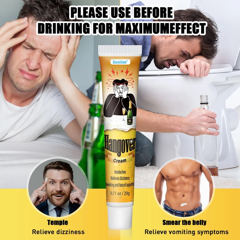 Sumifun Hangover Cream Anti Alcohol Headache Dizziness Relief Ointment Stomach Nausea Vomiting Hangover Prevention Health Care