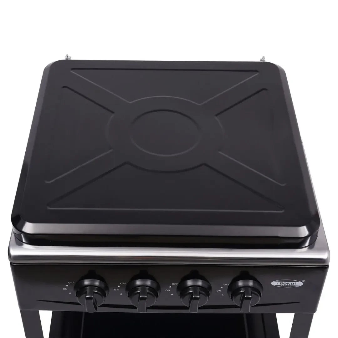 MHome Boko 4-Burner Gas Stove with Storage Shelves – Stainless Steel & Portable