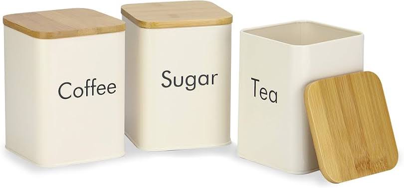 MHome 3pc Sugar,Tea & Coffee Canister Set-Various Colours