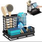 Sink Caddy Organiser,Kitchen Cloth Holder, Stainless Steel Utensils Basket with Drain Pan for Kitchen and Bathroom (Black)