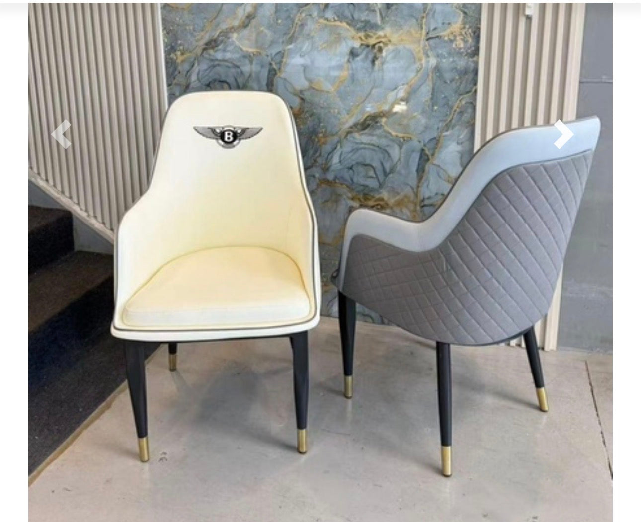MFURN Bentley Design Dining Chair with Synthetic Leather and Metalic Legs Grey Only