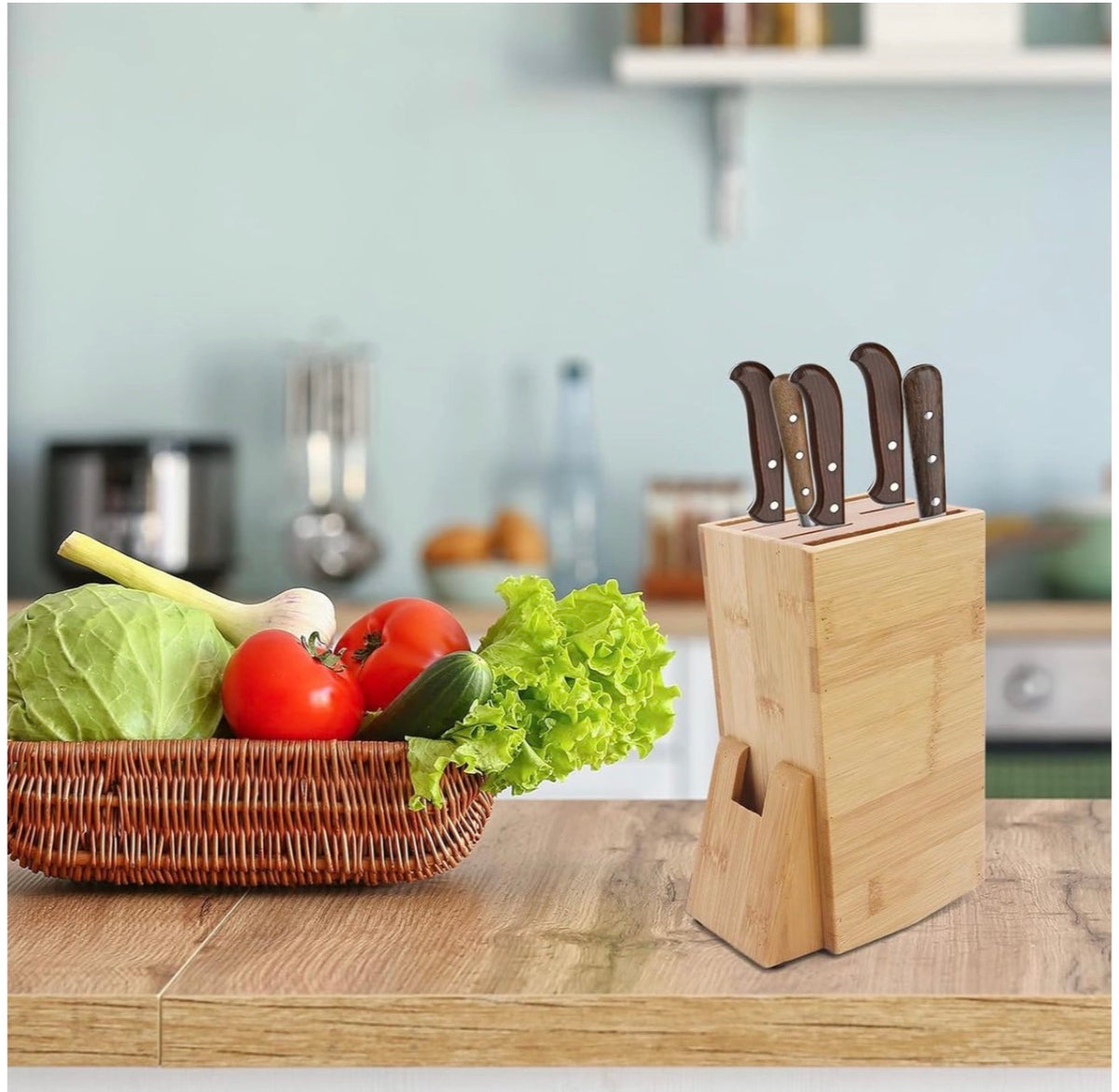 MHome Multifunction Wooden Bamboo Knife Holder