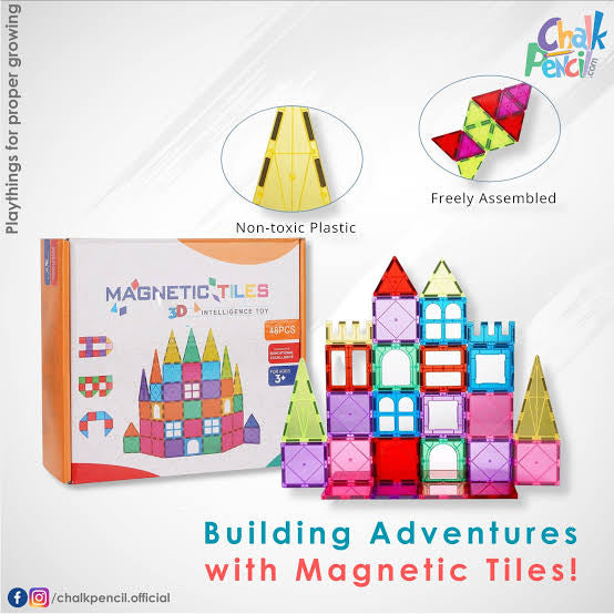Large Magnetic Tiles 3D -48 piece