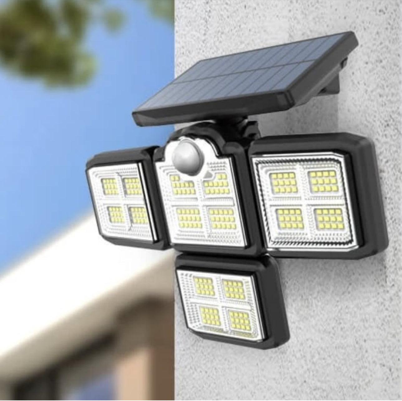 MHome 4 Head Outdoor Solar LED Light with Motion Sensor, Remote Control