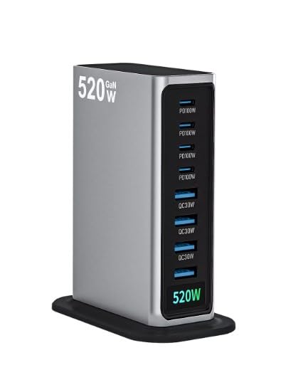 MTech 520W GAN 8-in-1 Fast Charger With Digital Display For Laptops & iPhones