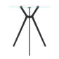 MFurn Round Clear Glass Top Bistro Table with Black Iron Trestle Legs
