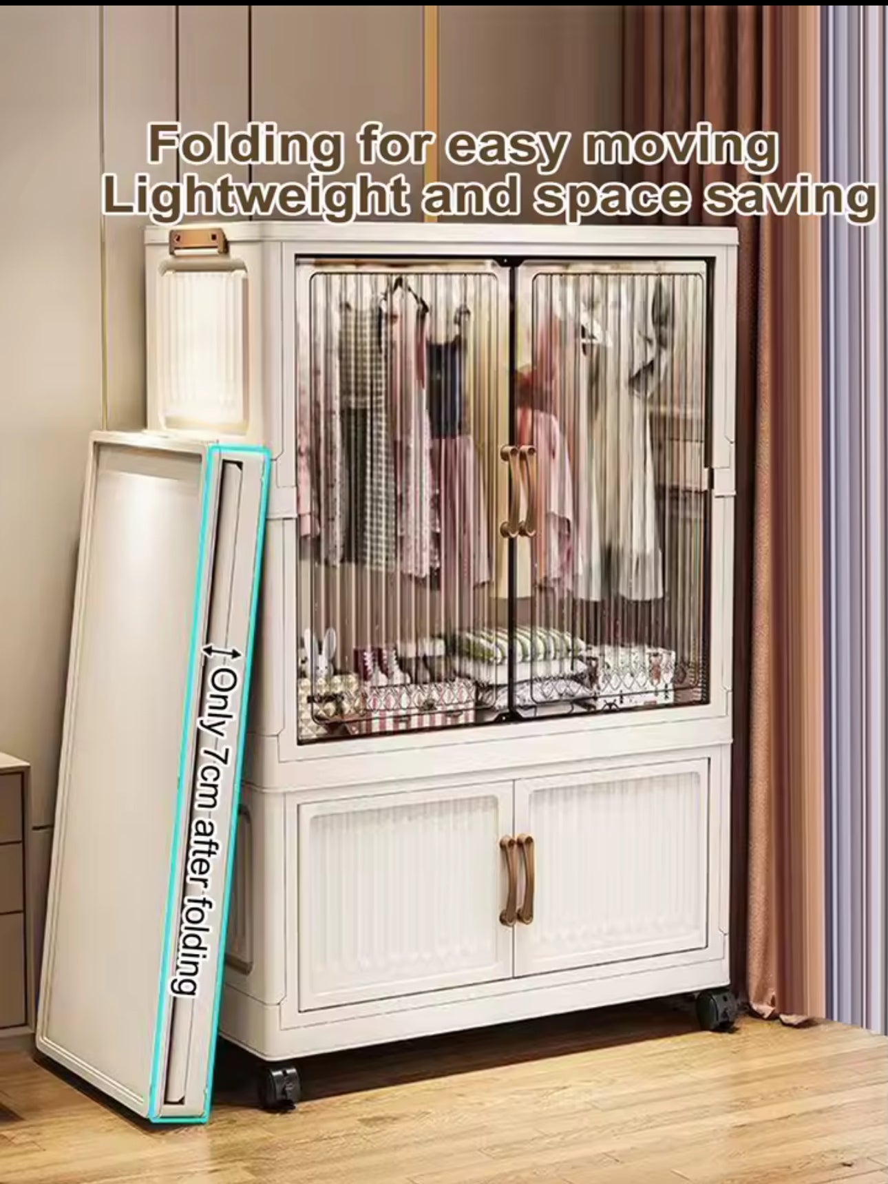 MHome Foldable Wardrobe / Multifunctional Plastic Storage Cabinet – Dustproof Organizer