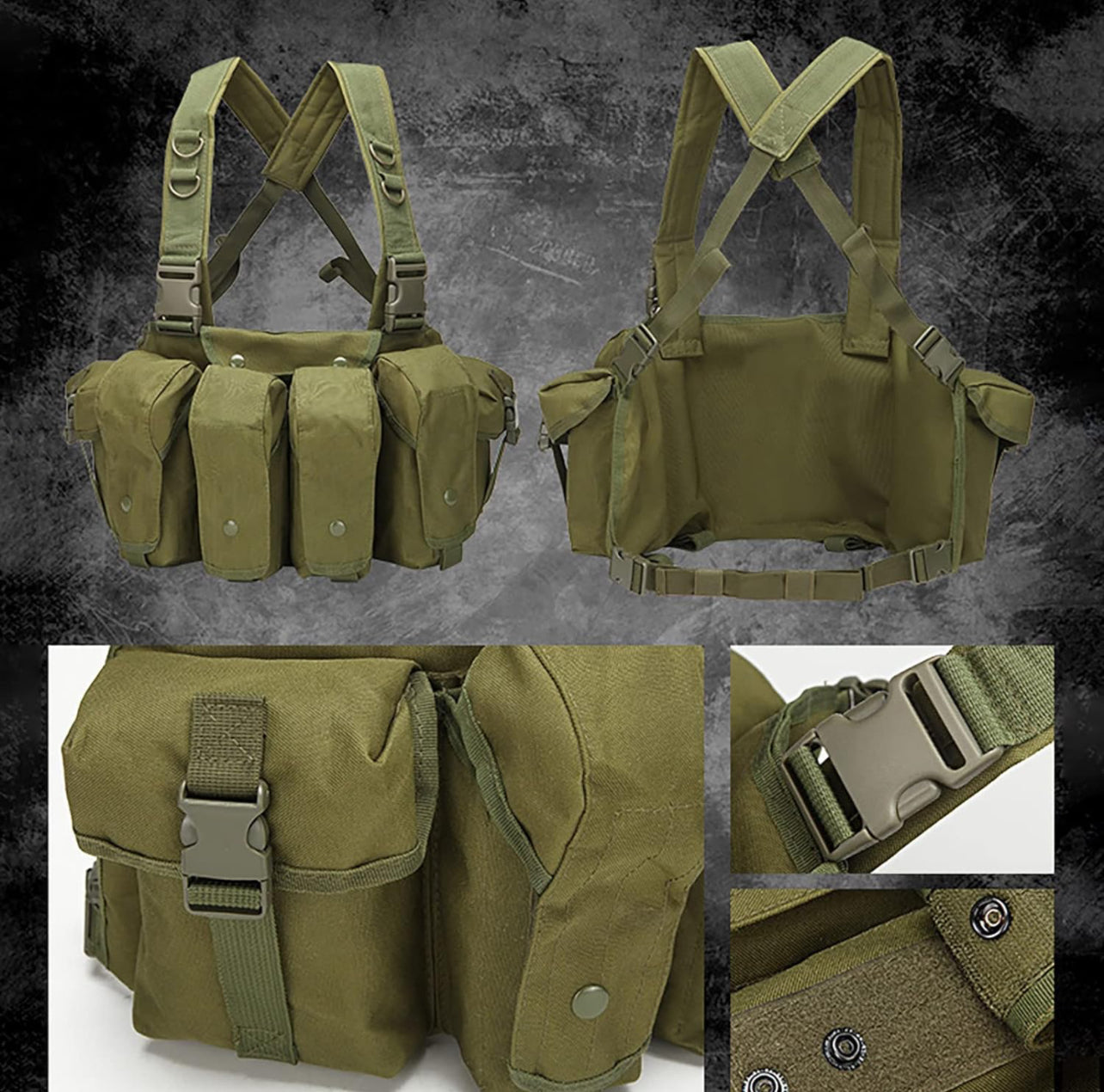 Lightweight Tactical Vest, Multi-Pocket Magazine Pouch, Outdoor Game Hunting Vest, Airsoft/Paintball Equipment, Men'S/Women'S Military Equipment Package,green
