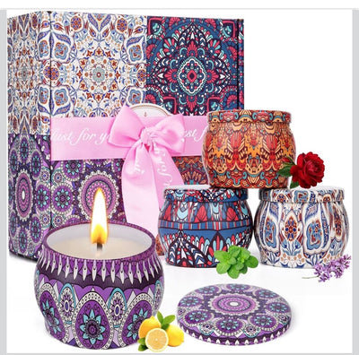 MHome Scented Candles Gift Set 12pc Pack Scented Candles Aromatherapy Candle Gifts fo Mom 100% Natural Soy Wax Portable Candles Gifts for Women for Mother's Day Gifts