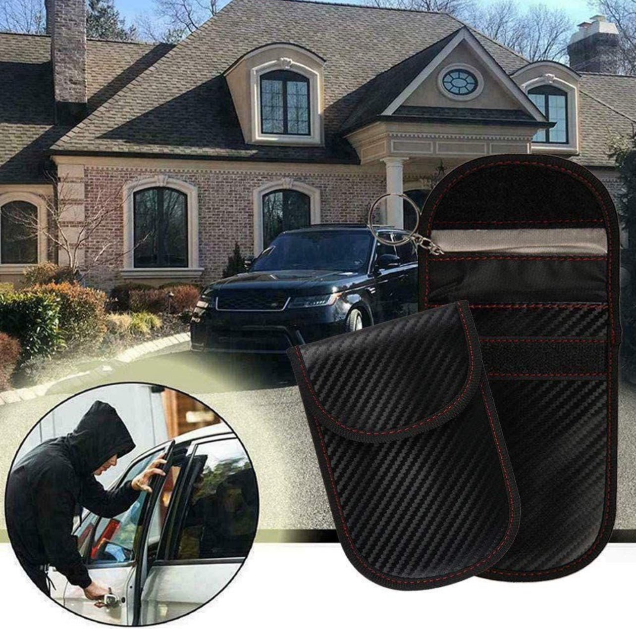 Anti Theft RFID Carbon Fibre Waterproof Key Fob Protector Pouch