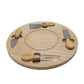 MHome Round Bamboo Cheese Board Set with 4 Serving Tools – 29cm