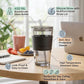 MHome Glass Tumbler with Leather Sleeve and Straw, 450ML,Clear|Stylish Coffee & Juice Sipper Bottle|Reusable Water Cup with Straw & Lid |Premium Clear Drinking Bottle for Gym,School &Travel.