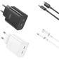 Adapter and Lightning Cable for iPhone, Dual Type-C Charger, Fast Charging 35W, Black.