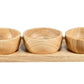 MHome 3pc Bamboo Snack Plate Set – Wooden Condiment Tray with 3 Serving Bowls