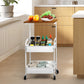 MHome 2-Tier Coffee Table Trolley – Rolling Storage Cart with Shelves, Metal Frame & Wood Finish