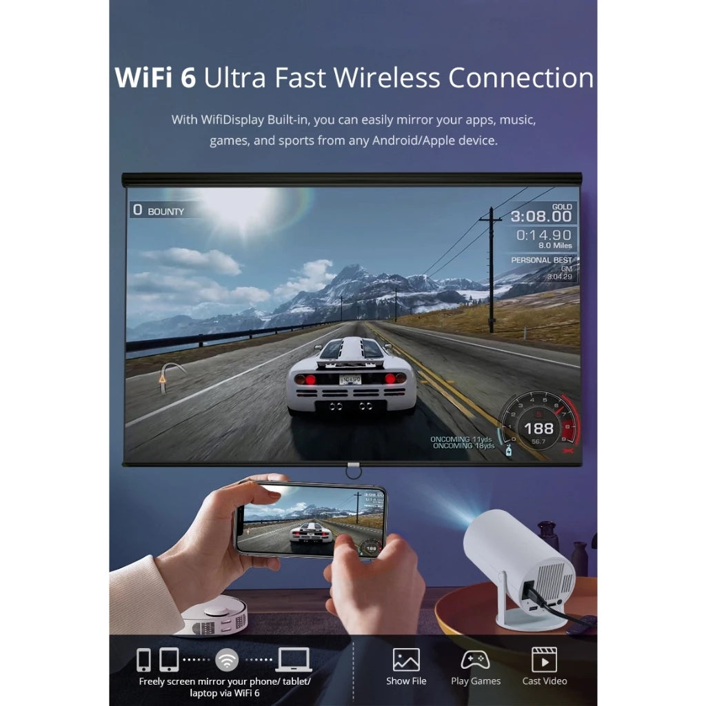 MAX Retro Video Game Console Android11 System Mini Portable Intelligent Projector 720p  Home Projector 64GB 30000 + Games AE-173
