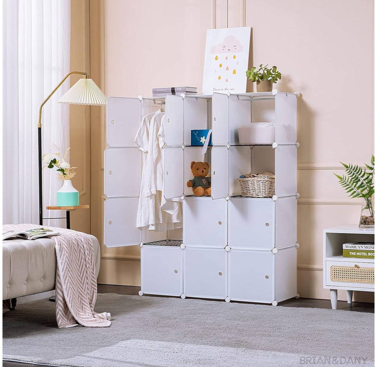 MHome Modern 12-Cube Modular Wardrobe – Portable Closet with Hanging Space
