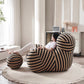 MFurn Striped Modern Lounge Chair with Ottoman – Designer Bubble Chair