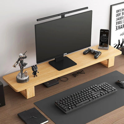 MFURN Dual Monitor Stand Riser, 39 Inch Extra Long Wooden Desktop Monitor Riser with Storage for 2 Monitors Ultra Strong Desk Shelf Organizer Riser Ergonomic for 2 Screens/Laptop/PC/TV/Printer
