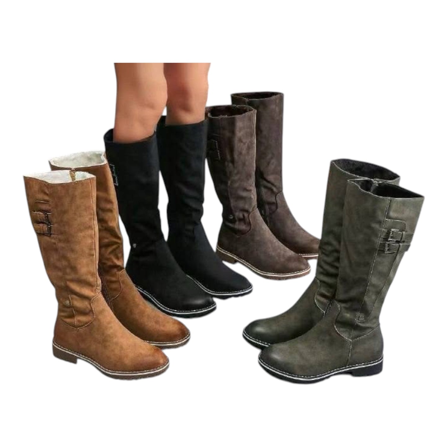 Ladies Faux Suede High Boots-Various Colours