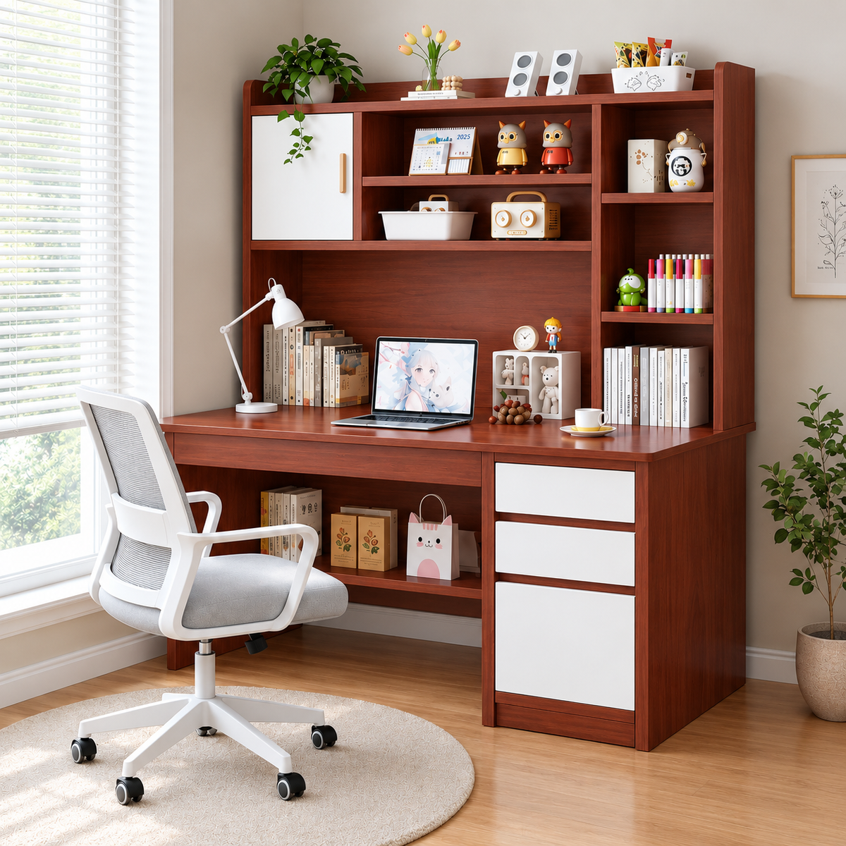 MHome Office Desk With Hutch & Storage Cabinet – 120cm - PRE ORDER