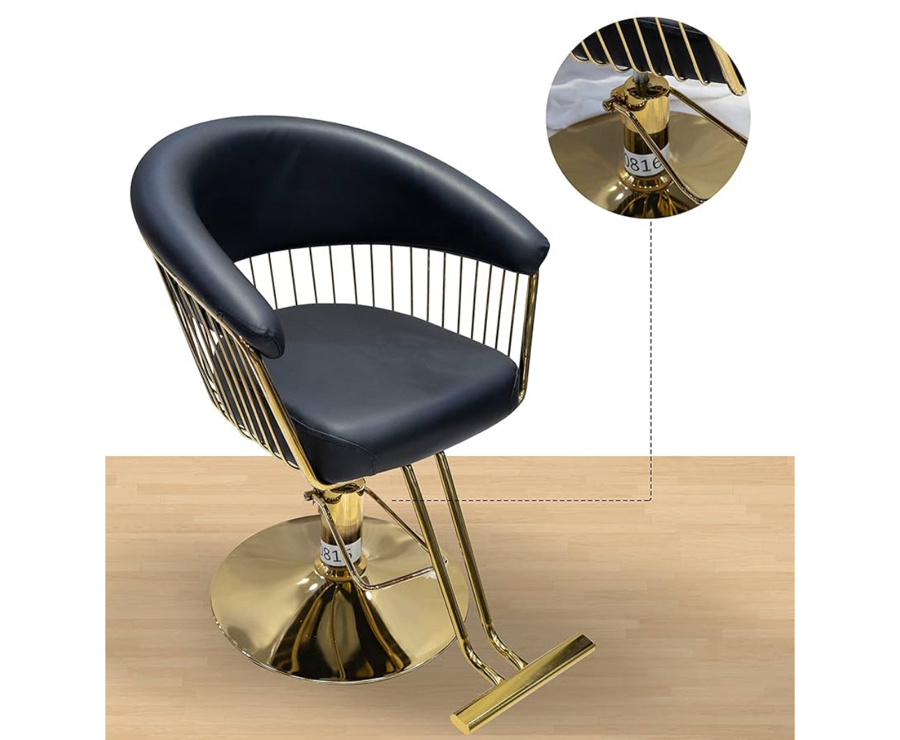 Styling Salon Chair With Footrest Black/Gold or Grey