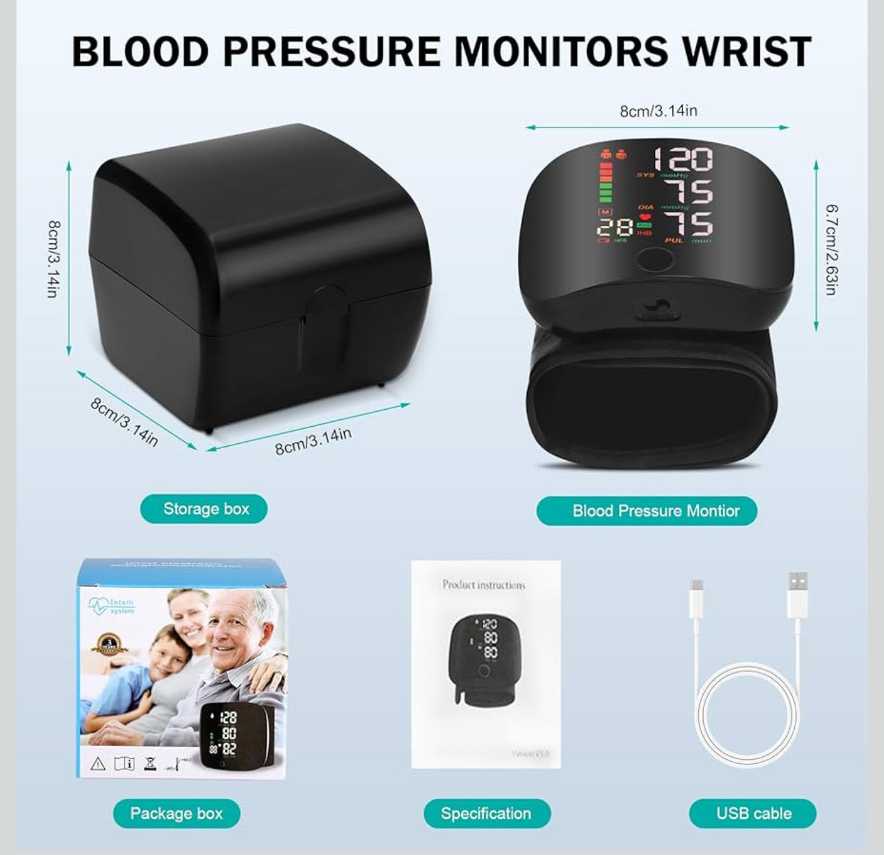 MTech Wrist Blood Pressure Monitor – Portable, Rechargeable & Voice Assisted