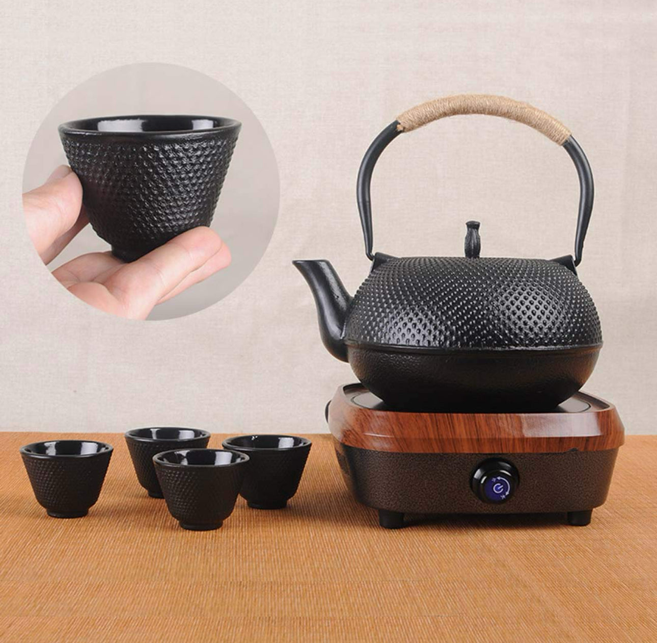 MHome Japanese Style Cast Iron Teapot – Traditional Tea Kettle with Infuser