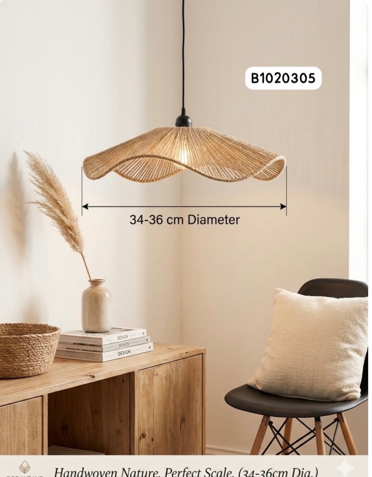 MHome Bamboo Wicker Rustic Vintage Rattan Shade Hanging Pendant Light-Various Options