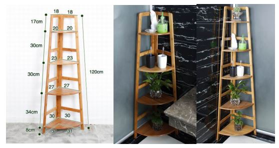 MHome Bamboo Bathroom Stand & Bamboo Wall Shelves