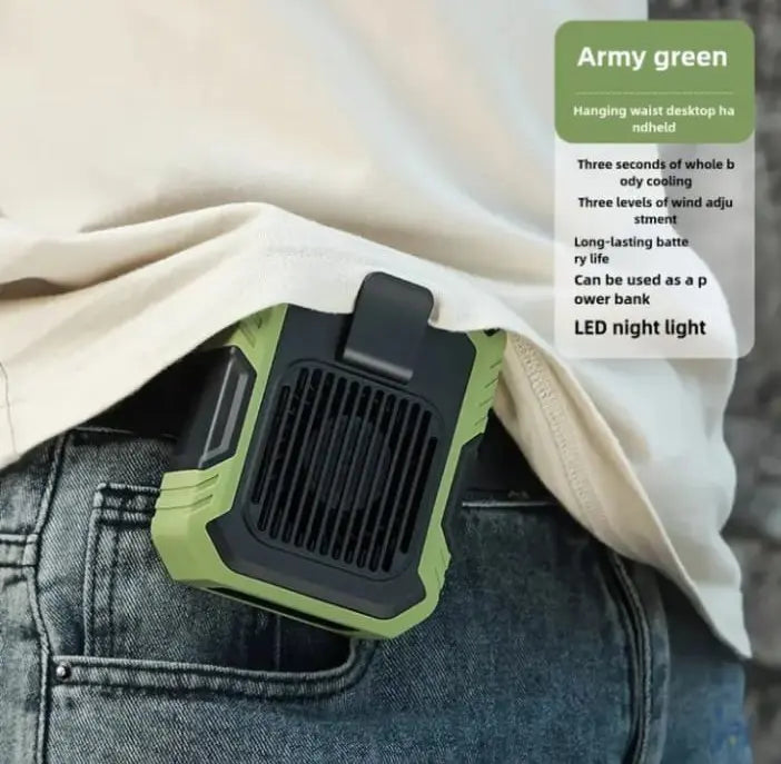 MTech 3-in-1 Portable Fan with Power Bank - USB Charging, 5000mAh Battery, Wearable Neck and Belt Design,Includes Lanyard, Portable Bladeless Waist Fan with Belt Clip - USB Charging, Multifunctional Cooling/Powerbank