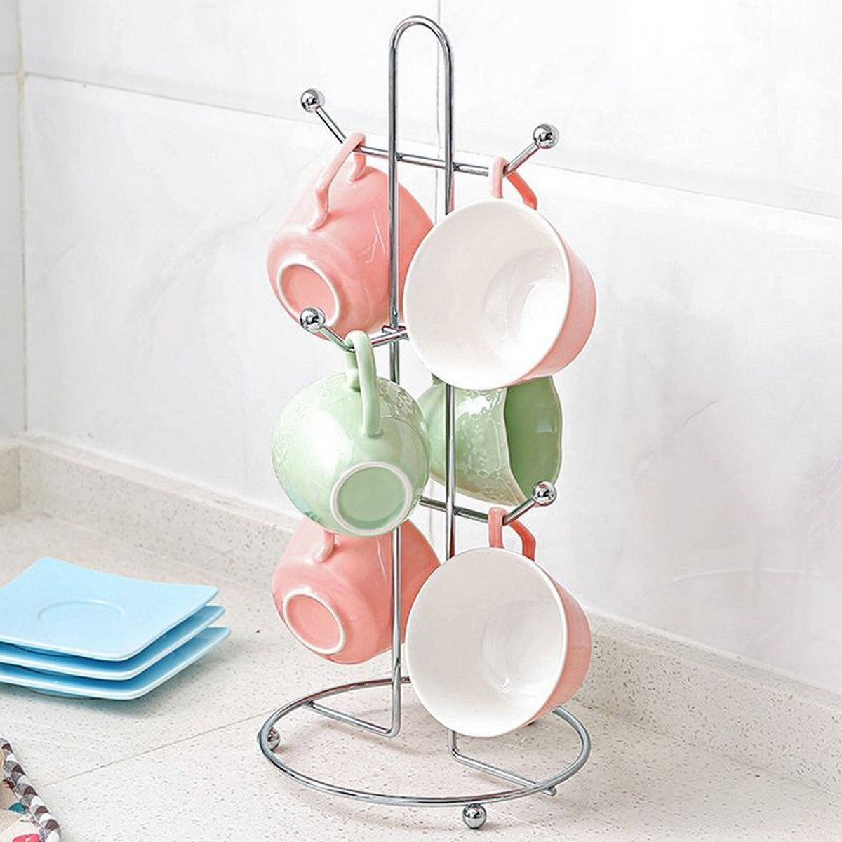 Stainless Steel Mug Stand 6 Hooks