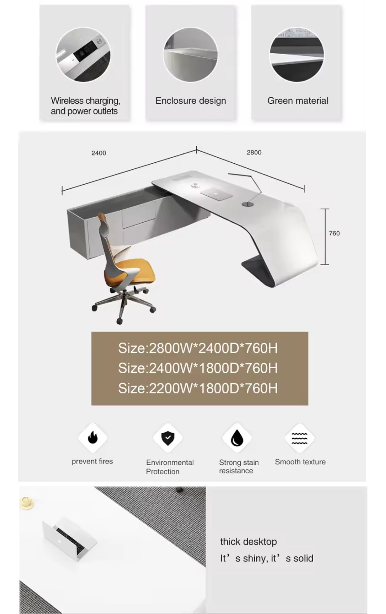 Modern CEO Manager Desk Stylish Lacquered Office Desk & Chair Various Options - PreOrder Sales Now Available!