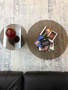 MFurn Nordic Modern Coffee Table with Sleek European-Style Design Clear Glass Top and Wood Panel for Living Rooms
