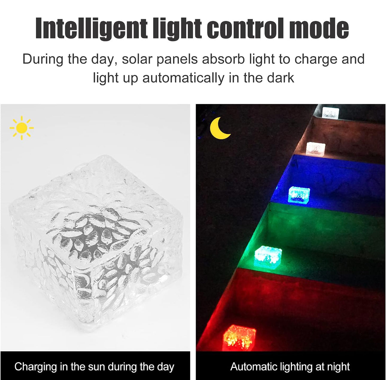 Solar Brick Lights - 6 Pack Solar Ice Cube Lights IP65-Waterproof Brick Light 4-LED Outdoor Brick Decor in Garden