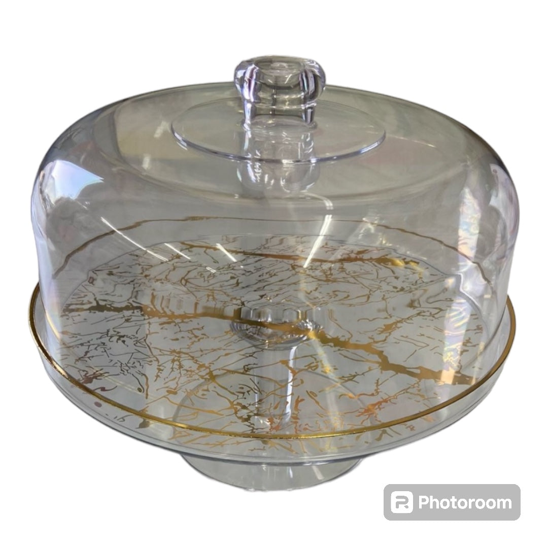 Cake Dome Glass Cake Plate Server and Clear Glass Dome Cake Stand Dessert Snack Display Plate Multifunctional Serving Platter
