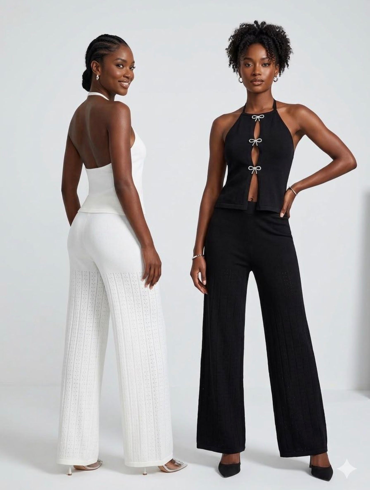 Ladies Chic Halter Top/Pants Set- Various Colours