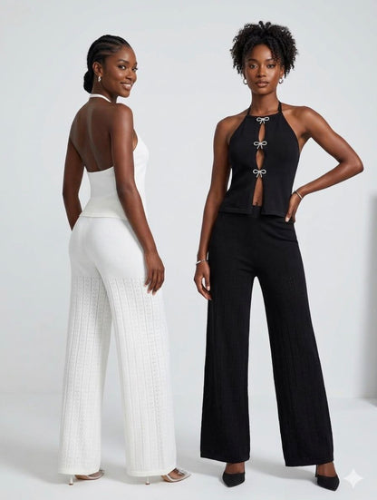 Ladies Chic Halter Top/Pants Set- Various Colours
