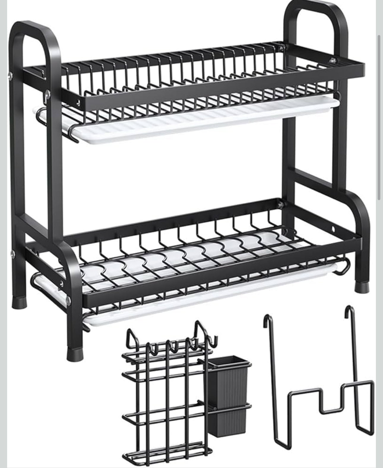 MHome 2-Tier Stainless Steel Dish Rack – Durable Organizer for Plates, Cups & Utensils