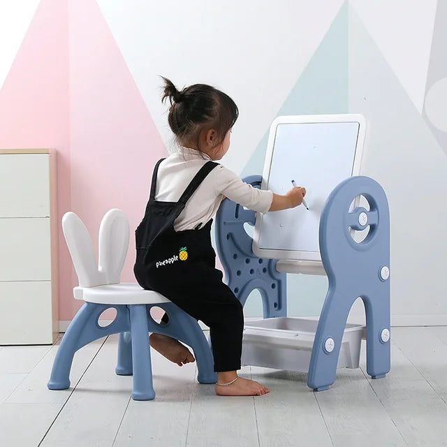Kids 3-in-1 Convertible Table & Chair Set with 60 Blocks, Art & Storage