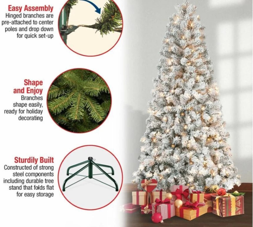 Artificial Frosted Pre-Lit Christmas Tree 150cm