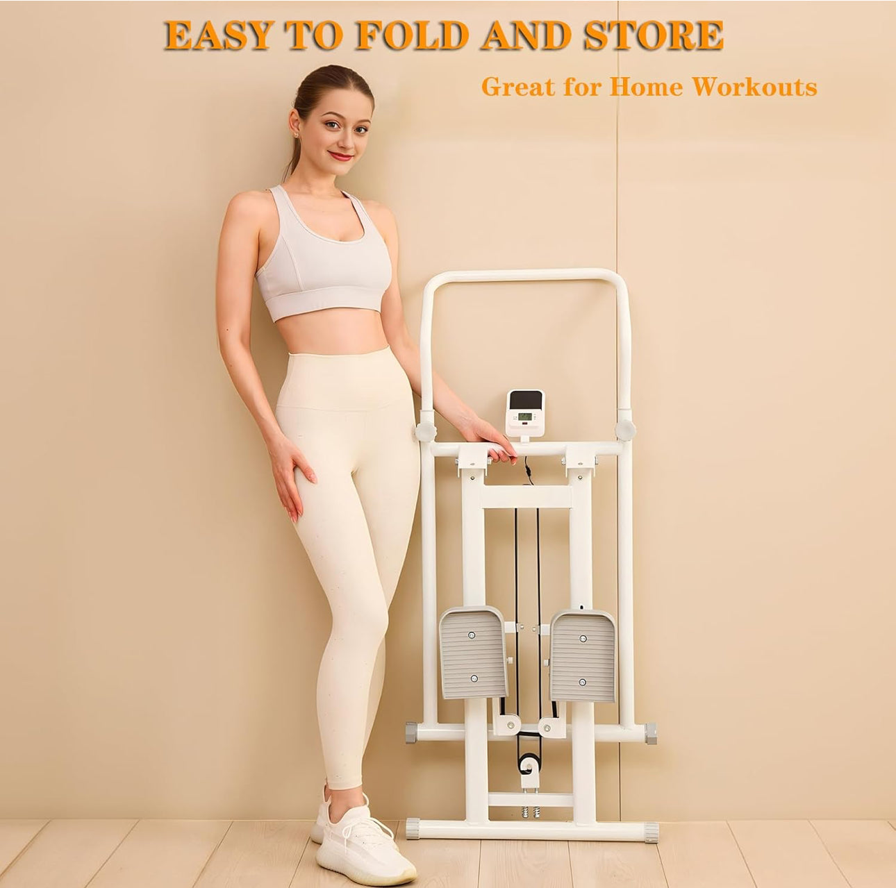 Pro-Sportz Stair Climber Stepper for Home Gym Exercise, Vertical Climber Machine for Full-Body Workout, Folding Cardio Exercise Climber with LCD Monitor, Adjustable Handlebar & Pedals