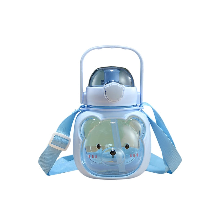 Children’s Drinking Bottle with Straw, Strap & Handle – Bear Design 500ml