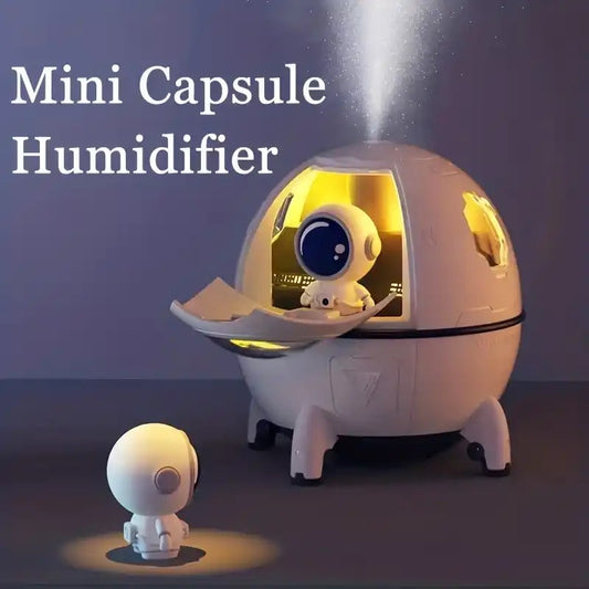 Rechargeable Space Capsule Air Humidifier, USB Ultrasonic Cool Mist Aromatherapy Water Diffuser with Led Light Astronaut 220ml