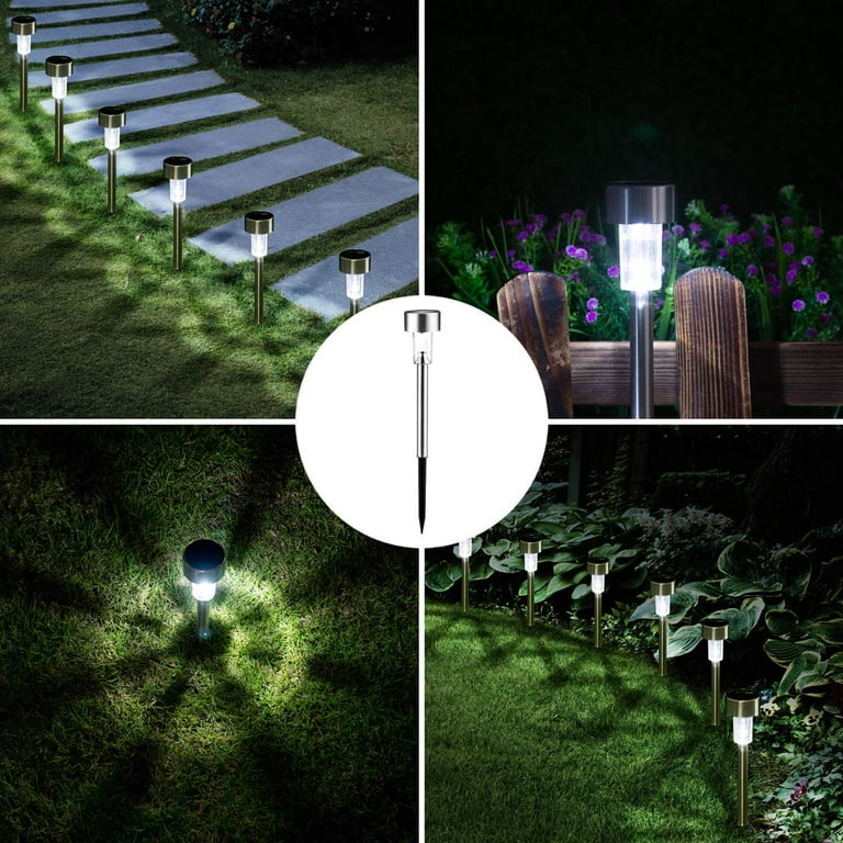 MHome Solar Lawn Light Tubes – Warm White Stainless Steel 12pc Set